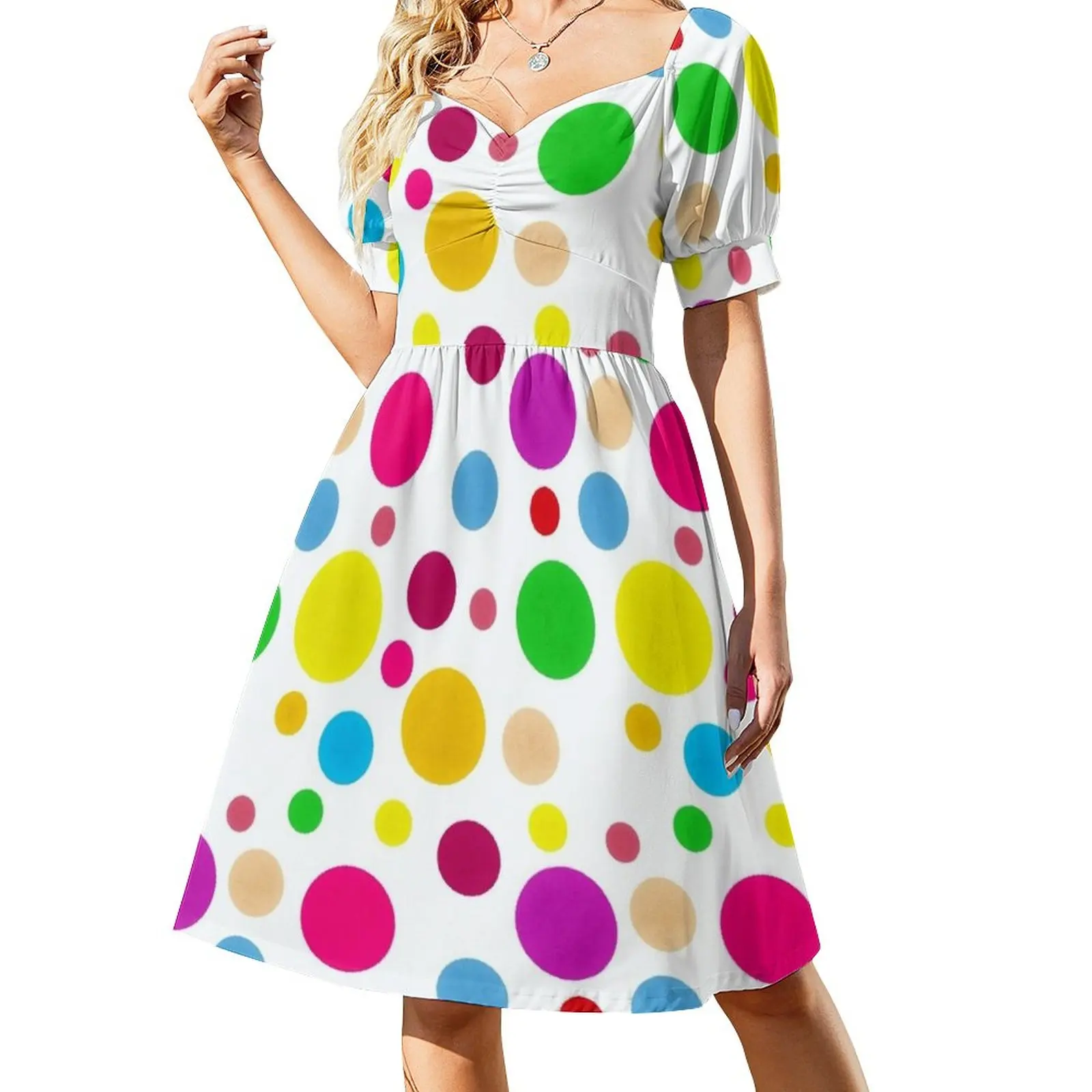 

Colorful Polka Dots Sleeveless Dress birthday dress chic and elegant woman dress women evening summer clothes for women