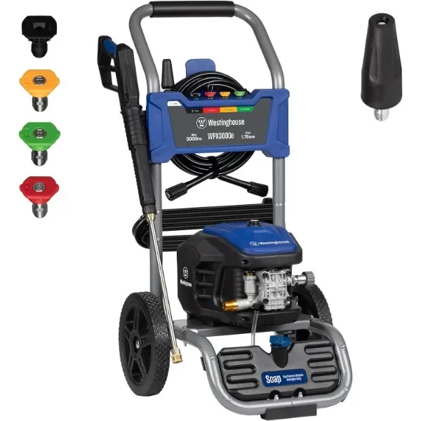Westinghouse WPX3000e Electric Pressure Washer, 3000 Max PSI and 1.76 Max GPM, Induction Motor, Onboard Soap Tank, Spray Gun
Westinghouse WPX3000e Electric Pressure Washer, 3000 Max PSI and 1.76 Max GPM, Induction Motor, Onboard Soap Tank, Spray Gun