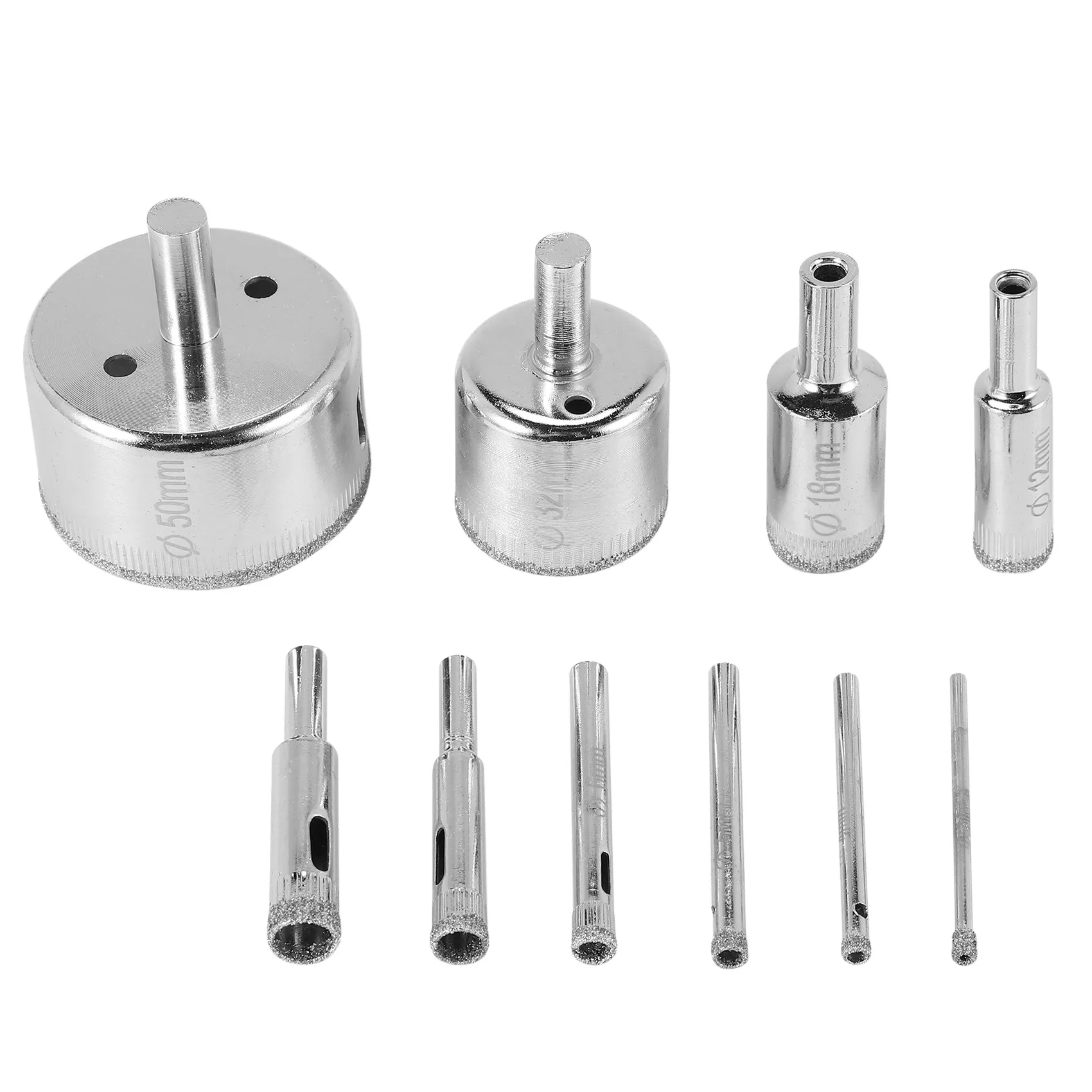 10Pcs Diamond Hole Saw 3-50mm Drill Bit Saw Set Tile Ceramic Marble Glass Cutter
10Pcs Diamond Hole Saw 3-50mm Drill Bit Saw Set Tile Ceramic Marble Glass Cutter