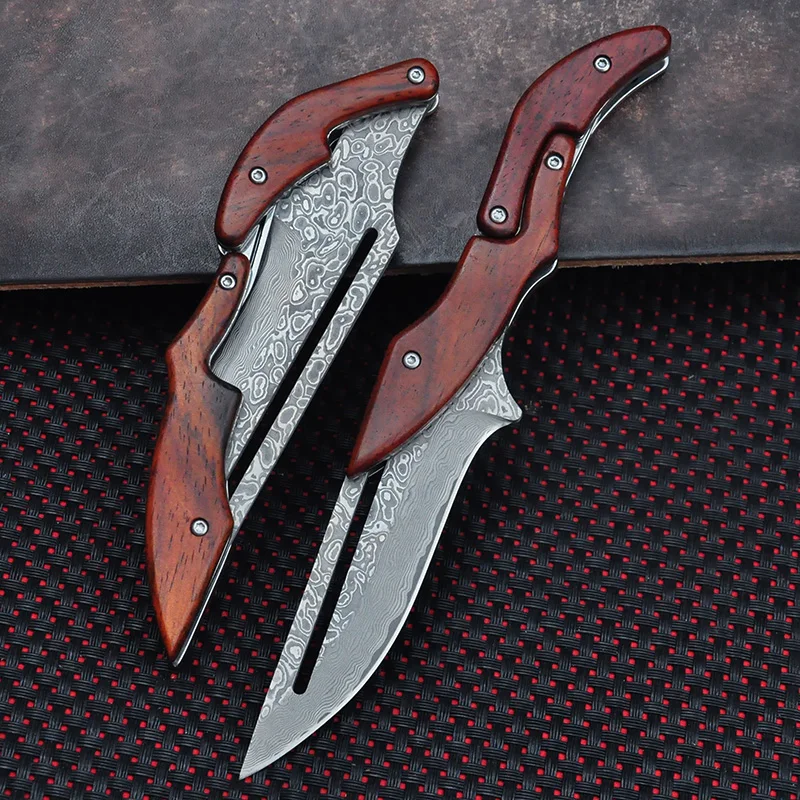 

67 Layers VG10 Damascus Steel Pocket Knives Tactical Hunting Mechanical Folding Knife Fixed Blade Outdoor Camping Survival EDC