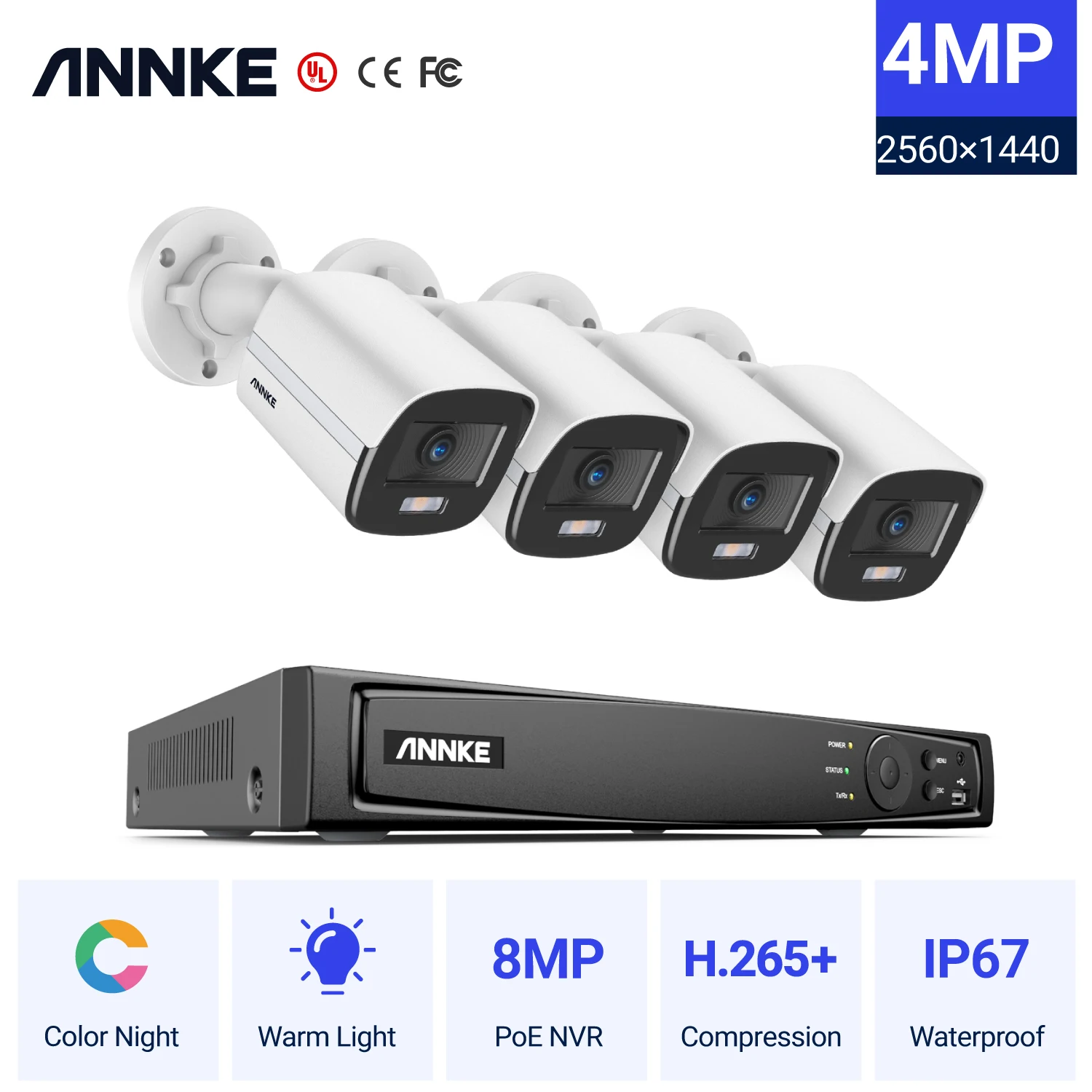 ANNKE 8CH 8MP Ultra HD PoE Network Video Security System H.265 Surveillance NVR 4MP HD IP67 Full Color POE Cameras NVR Kit
ANNKE 8CH 8MP Ultra HD PoE Network Video Security System H.265 Surveillance NVR 4MP HD IP67 Full Color POE Cameras NVR Kit