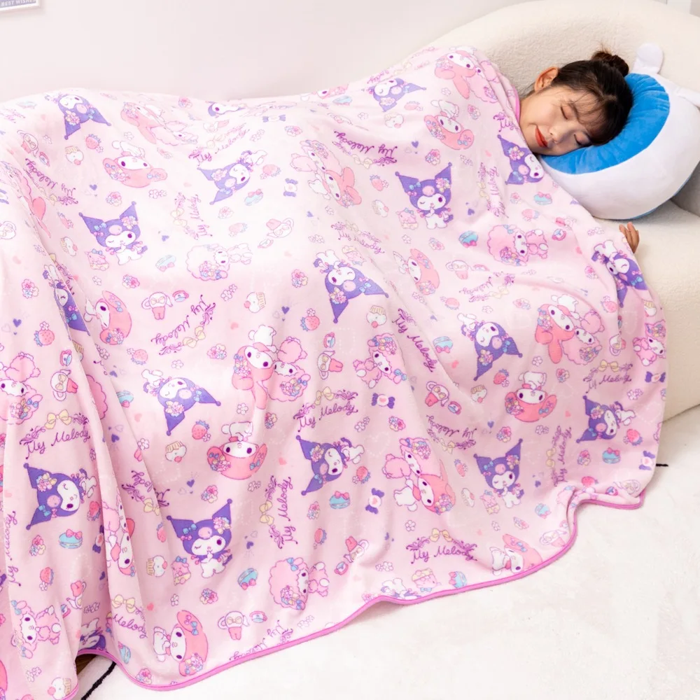 

Sanrio Mymelody Kuromi New Coral Fleece Blanket Air Conditioning Blanket Nap Blanket Winter Thickening Warm Blanket Quilt Sheets