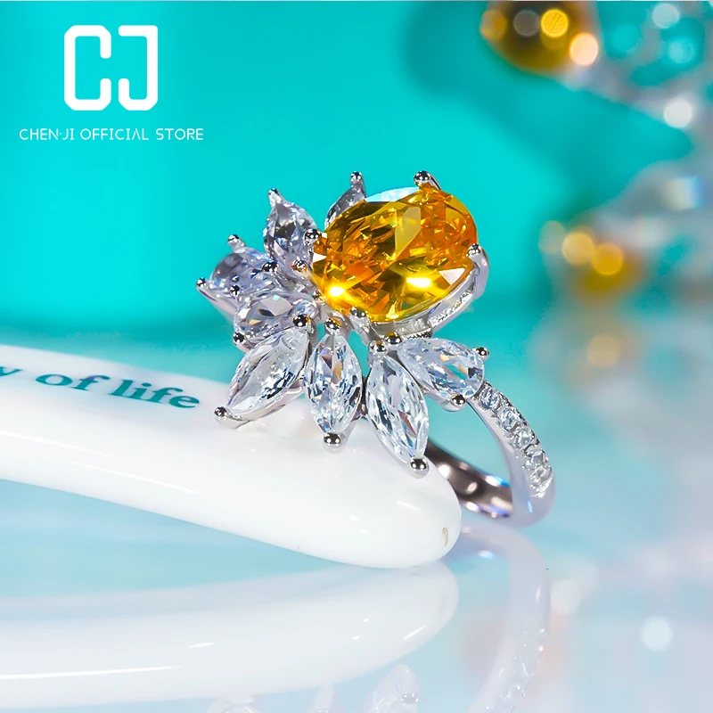 925 Sterling Silver Luxury Topaz Retro Yellow High Carbon Diamond Ring Flower Color Ring Gift For Women Wedding Jewelry 2023
925 Sterling Silver Luxury Topaz Retro Yellow High Carbon Diamond Ring Flower Color Ring Gift For Women Wedding Jewelry 2023
