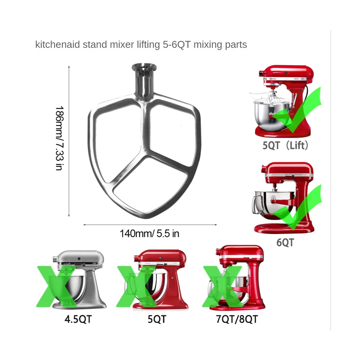 

Replacement Assecories for Kitchenaid Mixer for KitchenAid 5-6QT Tilt-Head Stand Mixers Kitchenaid Paddle Attachment