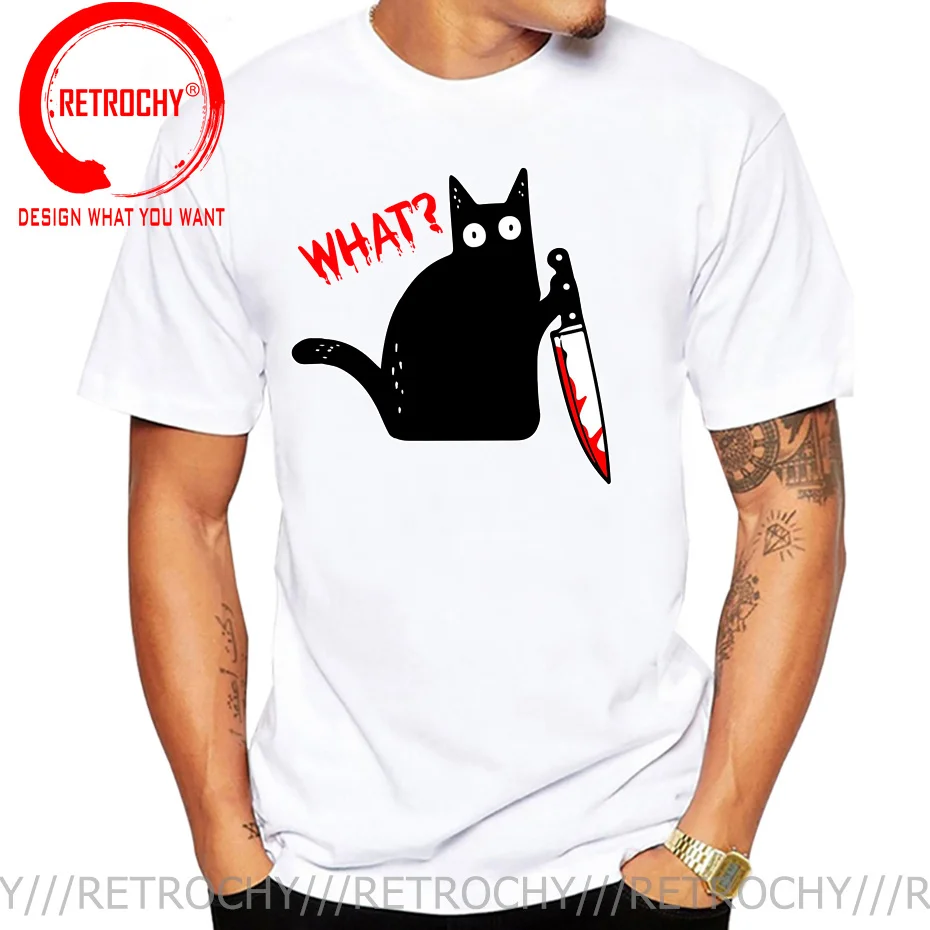 Cat What T Shirt Murderous Cat With Knife Funny Halloween Gift Unisex High Quality Men's 100% Cotton Novelty T-Shirt Women Tee
Cat What T Shirt Murderous Cat With Knife Funny Halloween Gift Unisex High Quality Men's 100% Cotton Novelty T-Shirt Women Tee