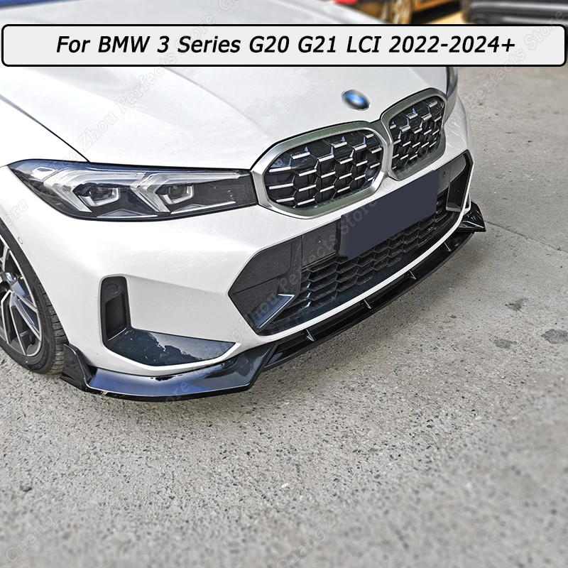 

For BMW 3 Series G20 G21 LCI 2022 2023 2024+ Car Front Bumper Lip Splitter Spoiler Body kits Tuning ABS Gloss Black/Carbon Look