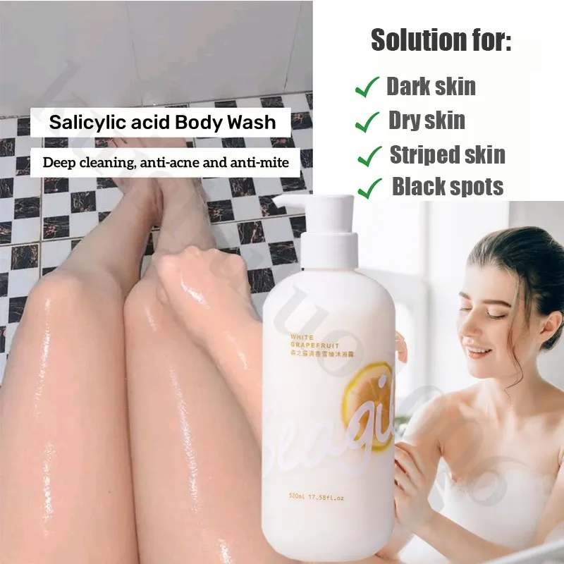 

Salicylic Acid Body Wash Deep Clean,whitening Moisturizing Suitable Men Women Back Acne Chicken Skin Cuticle Lasting Fragrance