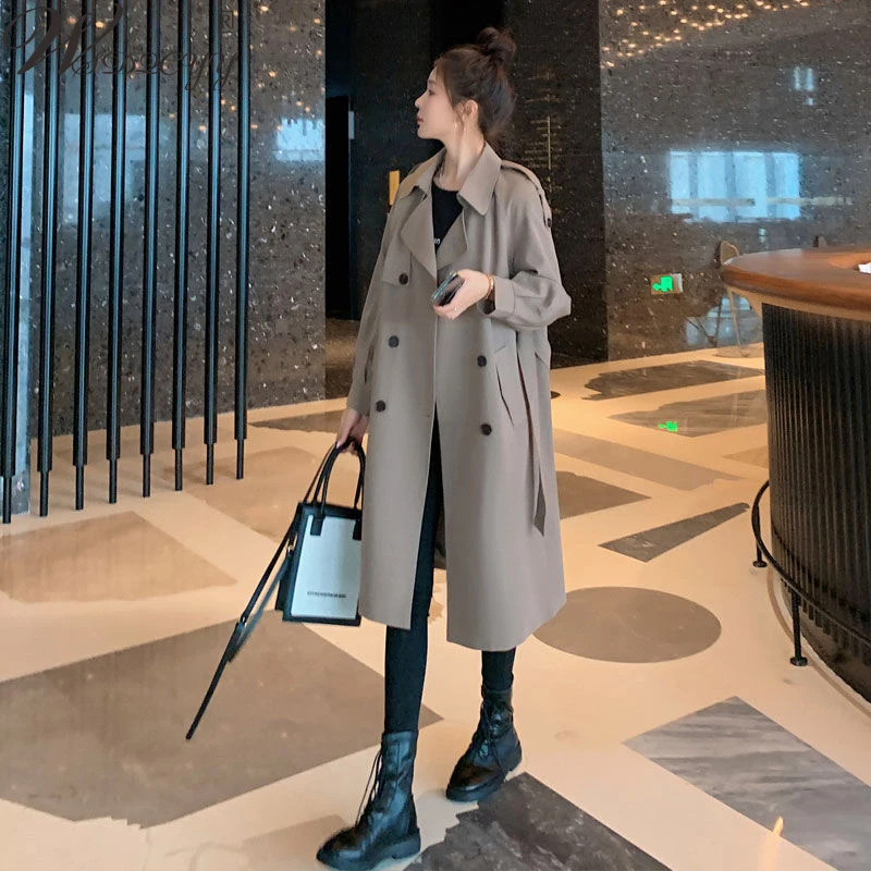 Vintage Trench Coat Women Autumn Winter Double Breasted Windbreaker With Belt French Style Turn Down Long Sleeve Outwear Loose
Vintage Trench Coat Women Autumn Winter Double Breasted Windbreaker With Belt French Style Turn Down Long Sleeve Outwear Loose