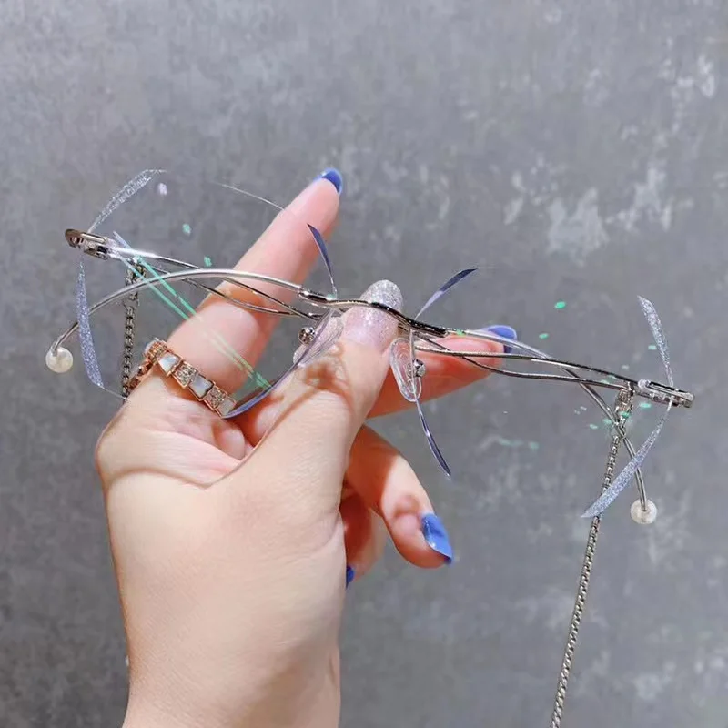 

50mm Fashion Rimless Glasses Frame Alloy Eyeglasses Prescription Ultralight Flexible Frames for man and woman 8012