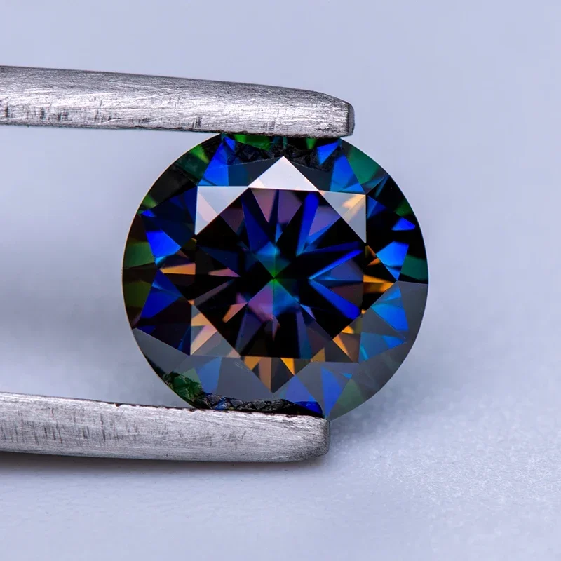 

Moissanite Stone Rainbow Purple Round Cut GRA Certificate Gemstone Lab Created Diamond Advanced Jewelry Making Materials