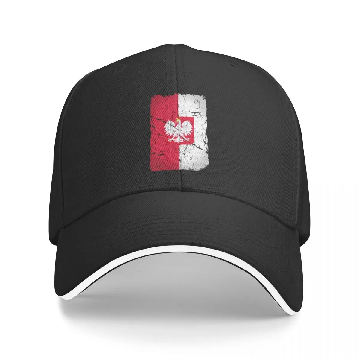 

New Flag of Poland with polish eagle Distressed Baseball Cap Bobble Hat Thermal Visor Golf Hat Man Rave Hat Women Men's