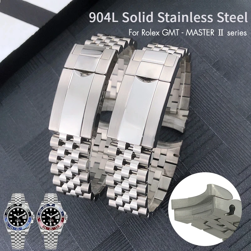 

20mm 904L Solid Stainless Steel Watchband for Rolex GMT - MASTER Ⅱ Batman m1267 m1167 Bracelets Watch Strap Accessories for Men