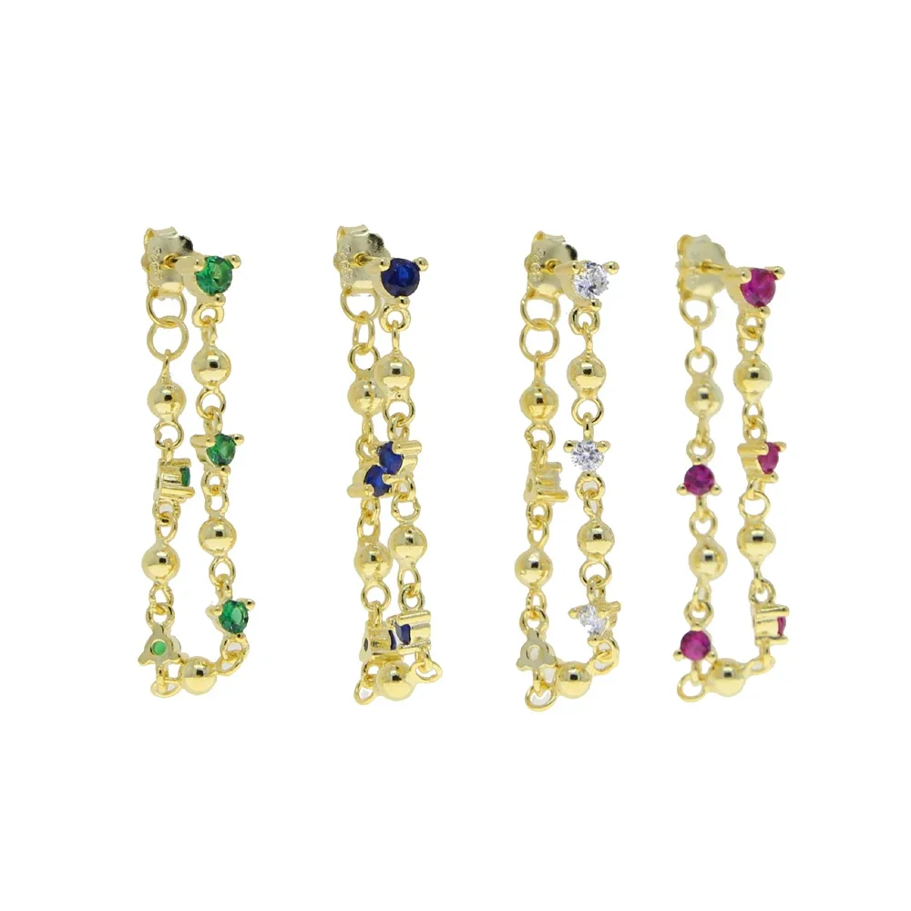 925 Sterling Silver Birthstone Double Tassel Chain Drop Earrings Paved Multicolor Cubic Zirconia Gold Color Women Fine Jewelry 
925 Sterling Silver Birthstone Double Tassel Chain Drop Earrings Paved Multicolor Cubic Zirconia Gold Color Women Fine Jewelry