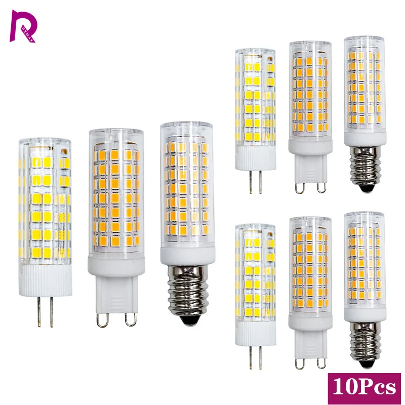 

10Pcs/Lot E14 LED Lamp Bulb G9 G4 AC 220V 240V 3W 5W 9W 2835 SMD Ceramic Led light For Chandelier Spotlight Replace Halogen Lamp