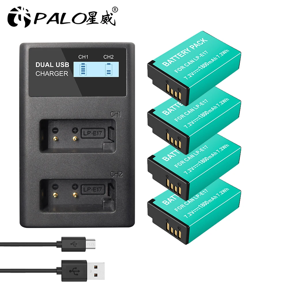 PALO LP-E17 LPE17 lp e17 Camera Battery with LCD USB Charger For Canon EOS 200D M3 M6 750D 760D T6i T6s 800D 8000D Kiss X8i
PALO LP-E17 LPE17 lp e17 Camera Battery with LCD USB Charger For Canon EOS 200D M3 M6 750D 760D T6i T6s 800D 8000D Kiss X8i