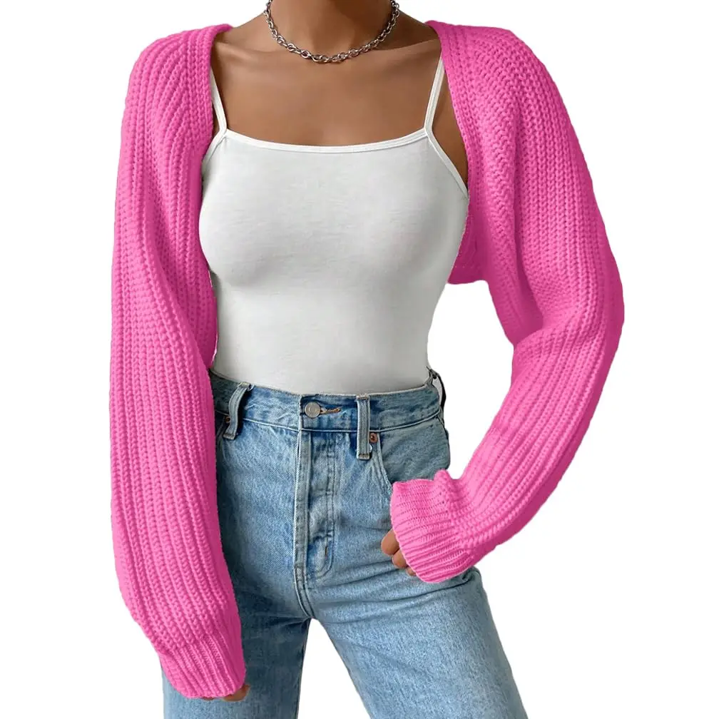 DZ-DZ Women Open Front Ribbed Knit Crop Bolero Drop Shoulder Long Sleeve Solid Loose Fit Knitted Crop Cardigan Shrug
DZ-DZ Women Open Front Ribbed Knit Crop Bolero Drop Shoulder Long Sleeve Solid Loose Fit Knitted Crop Cardigan Shrug