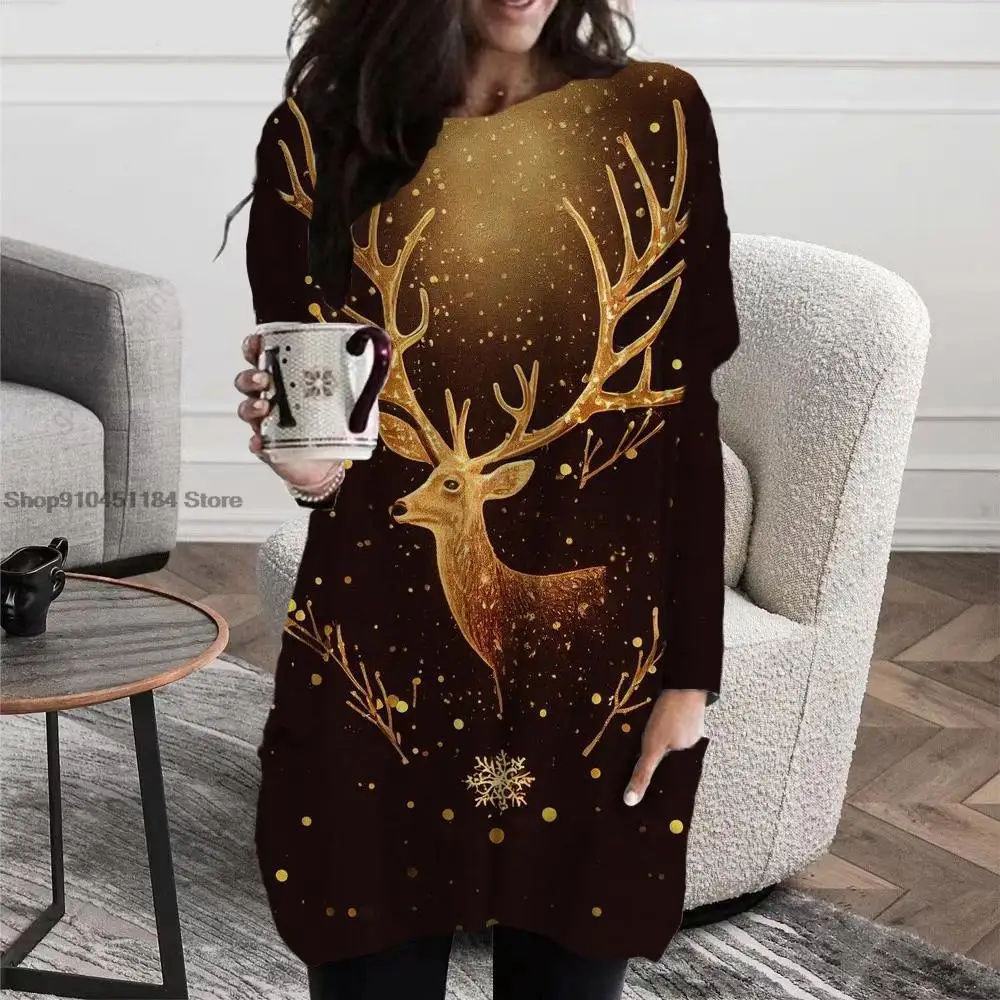 Women's Pocket T-shirt Christmas Merry Print Short Long Sleeve Dress Fashion Autumn Long Sleeve Oversized Round Neck Pullover
Women's Pocket T-shirt Christmas Merry Print Short Long Sleeve Dress Fashion Autumn Long Sleeve Oversized Round Neck Pullover
