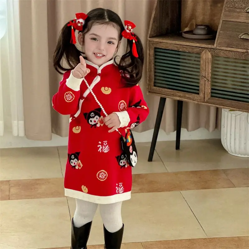 Kawaii Sanrioed Kuromi детская Милая мультяшная Новогодняя одежда осень и зима свитер в китайском стиле праздничное платье для девочки
Kawaii Sanrioed Kuromi детская Милая мультяшная Новогодняя одежда осень и зима свитер в китайском стиле праздничное платье для девочки