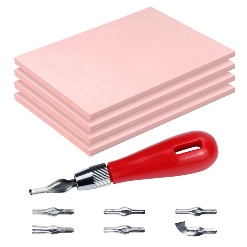 4Pcs Rubber Block Stamp With Cutter Tools For Printmaking, Printing And Stamp Soft Rubber Crafts
4Pcs Rubber Block Stamp With Cutter Tools For Printmaking, Printing And Stamp Soft Rubber Crafts