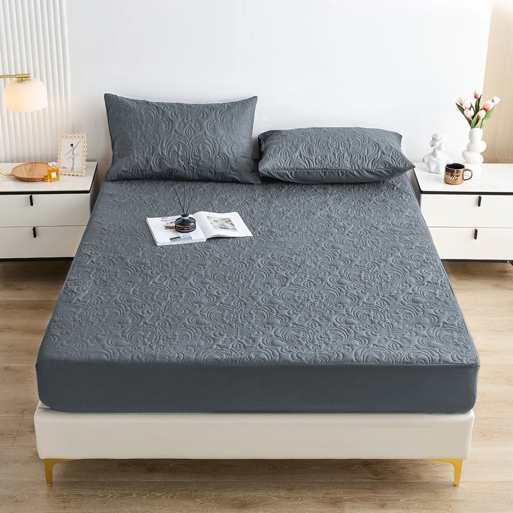 

Gray Waterproof Bedsheet Set Machine Washable Sheet & Pillowcase Sets Include Two Pillowcases and One Sham Five Sizes Available