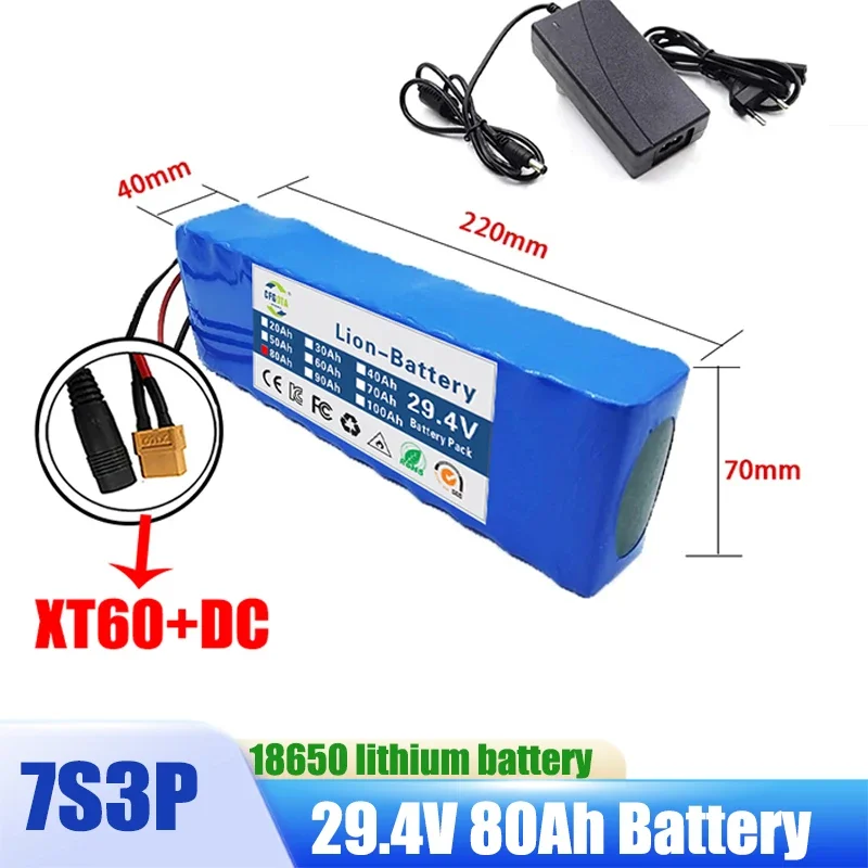 29.4V 80Ah 7s3p 18650 Battery Lithium Battery 29.4v 80000mAh Electric Bicycle Moped Electric Lithium Ion Battery Pack + Charger
29.4V 80Ah 7s3p 18650 Battery Lithium Battery 29.4v 80000mAh Electric Bicycle Moped Electric Lithium Ion Battery Pack + Charger