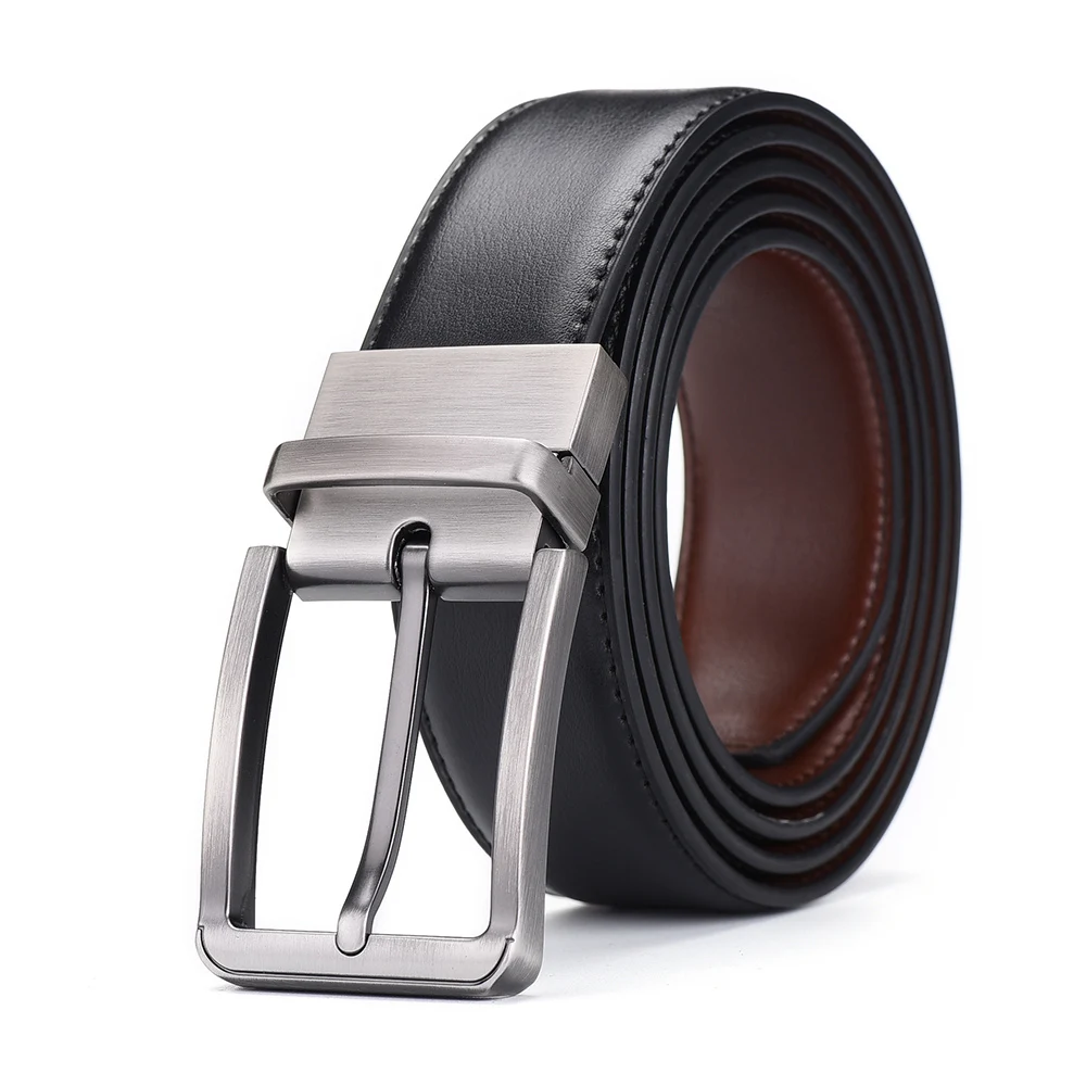 

Genuine Leather Belt With Metal Pin Buckle For Men High Quality Double Sided Waist Belt Trouser Jeans Decor Adjustable Belt