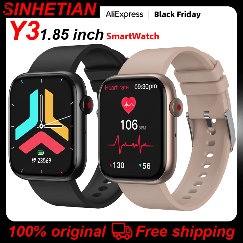 

Y3 Smart Watch Bluetooth Call 1.85 Inch Fitness Tracker With Heart Rate Blood oxygen Sleep Monitor Pedometer Calorie Waterproof