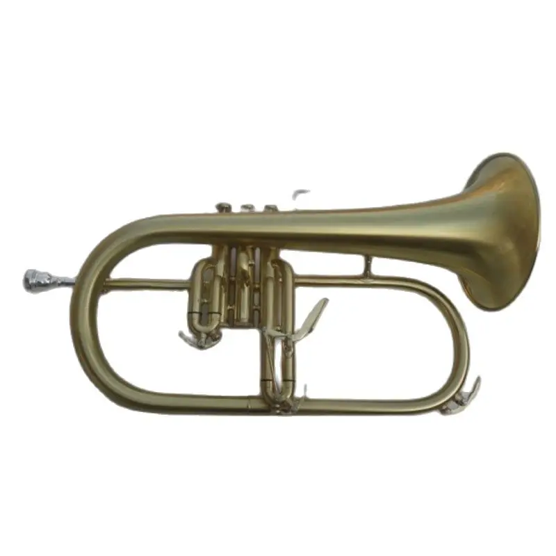 

High quality flugelhorn Bb B flat flugelhorn brass instrument with hard case, mouthpiece, cloth and gloves