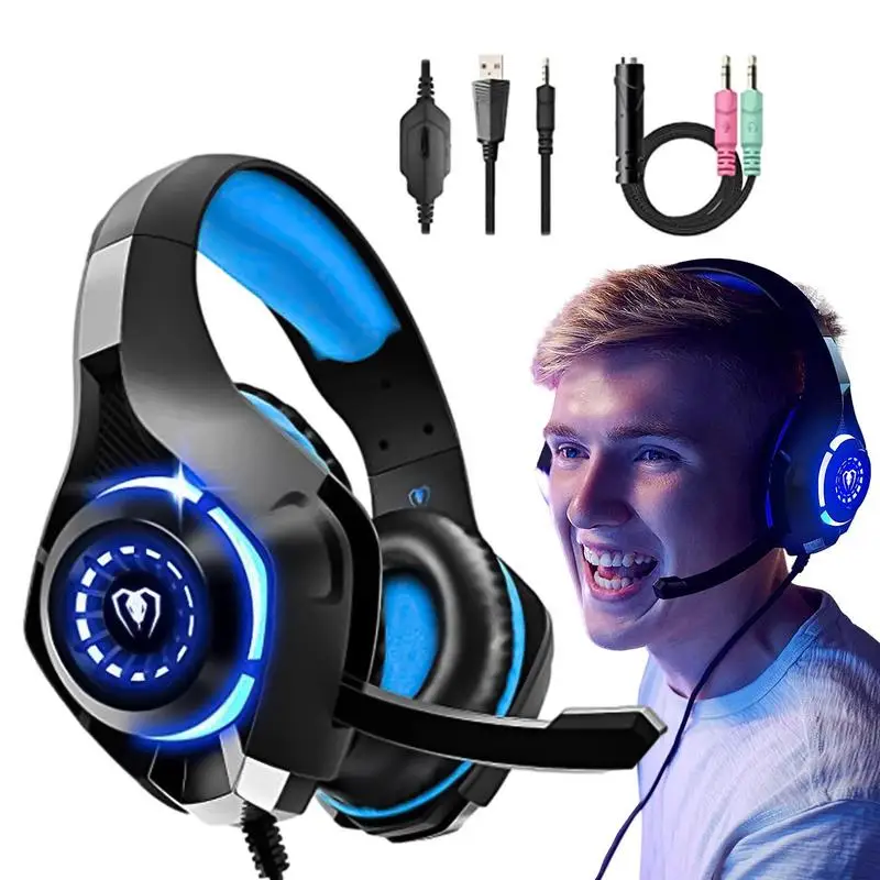 On Ear Headphones With Mic Portable Wired Headphones Game Wired Headphones With LED Lights Headphone With 2.1M No-Tangles Cord
On Ear Headphones With Mic Portable Wired Headphones Game Wired Headphones With LED Lights Headphone With 2.1M No-Tangles Cord