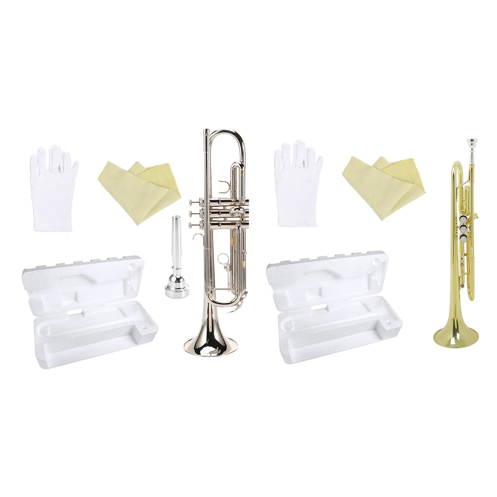 

Student Beginner Bb Trumpet Brass Trumpet Instrument With Cloth Gloves For School Band Orchestra Concert Performer Dropship