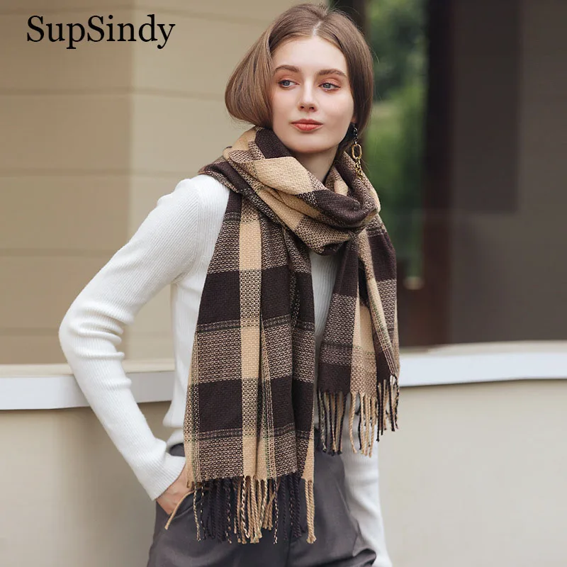 SupSindy Winter Women Plaid Scarf With Tassel Thick Warm Cashmere Shawl Wrap Soft Pashmina Scarves For Women Cloak Poncho Female
SupSindy Winter Women Plaid Scarf With Tassel Thick Warm Cashmere Shawl Wrap Soft Pashmina Scarves For Women Cloak Poncho Female