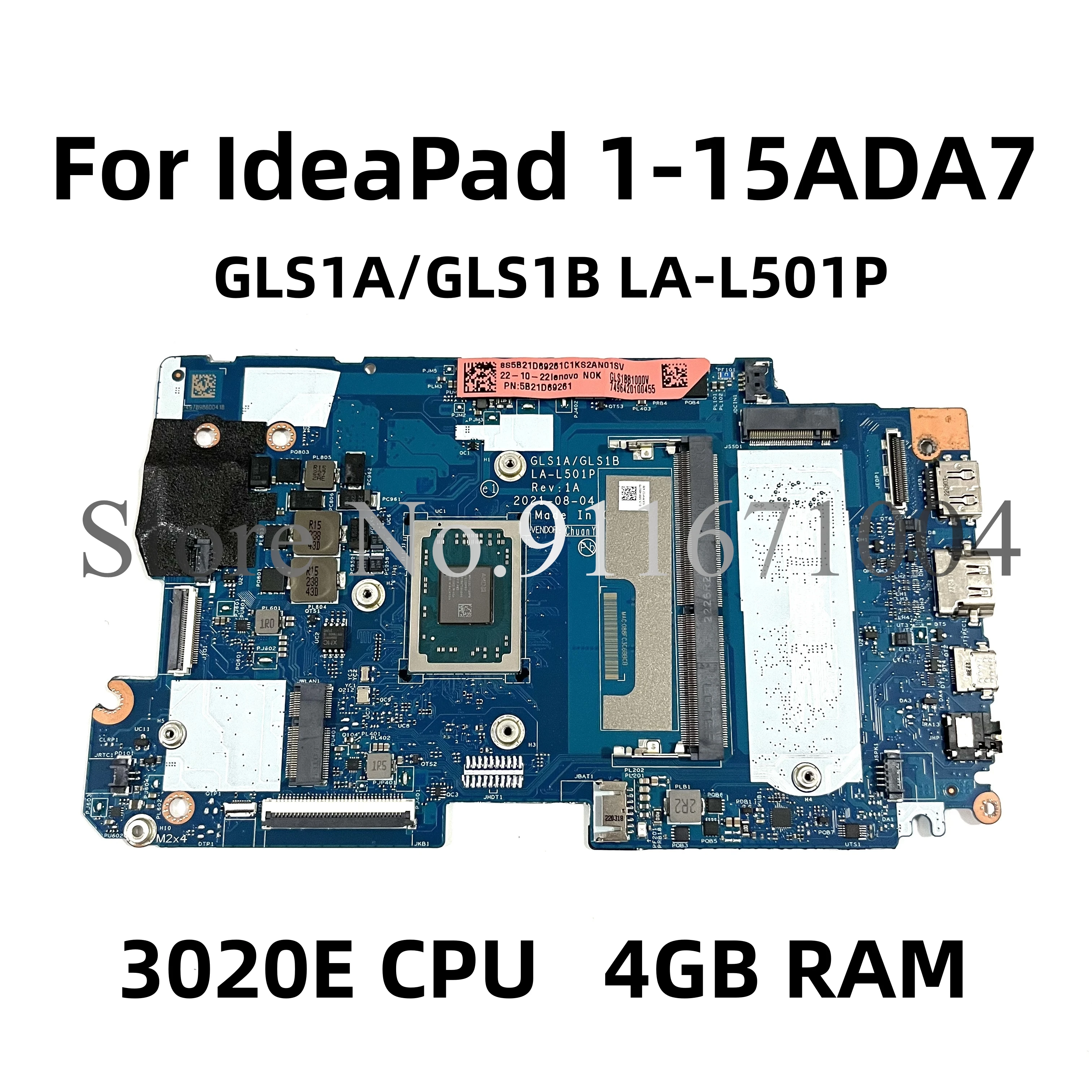 Материнская плата GLS1A/GLS1B LA-L501P 5B21D69261 для ноутбука Lenovo IdeaPad 1-15ADA7 с процессором 3020E ОЗУ 4 Гб + 128 Гб SSD UMA материнская плата
Материнская плата GLS1A/GLS1B LA-L501P 5B21D69261 для ноутбука Lenovo IdeaPad 1-15ADA7 с процессором 3020E ОЗУ 4 Гб + 128 Гб SSD UMA материнская плата