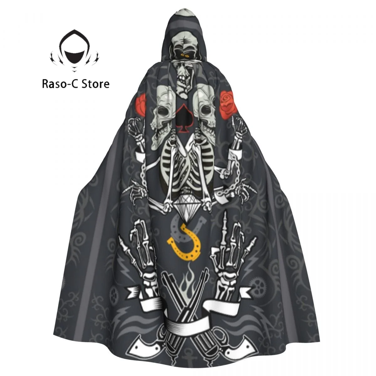 Унисекс, стиль ведьмы, двусторонняя накидка с капюшоном для взрослых, вампиров, череп с пистолетами
Унисекс, стиль ведьмы, двусторонняя накидка с капюшоном для взрослых, вампиров, череп с пистолетами
