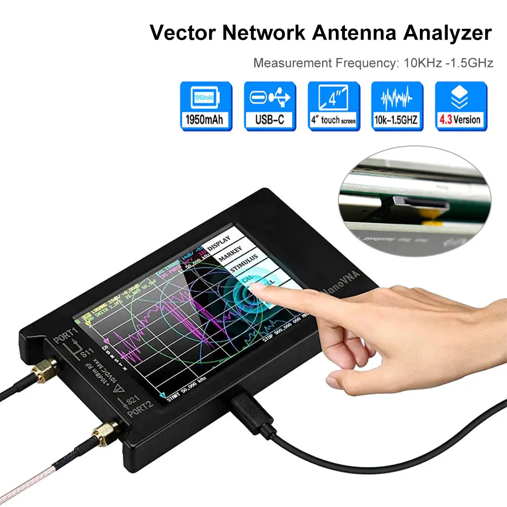 Upgraded NanoVNA Vector Network Antenna Analyzer 50kHz-6.3GHz 4" LCD Measure S Parameters HF VHF UHF SWR Phase Delay Smith Chart
Upgraded NanoVNA Vector Network Antenna Analyzer 50kHz-6.3GHz 4" LCD Measure S Parameters HF VHF UHF SWR Phase Delay Smith Chart