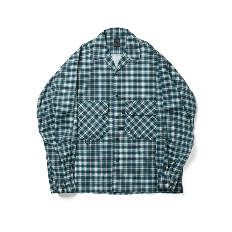 

22SS Japanese City Boy Vintage Loose Casual Men's and Women's Plaid Multi Pocket Long Sleeve Shirt Coat High Street