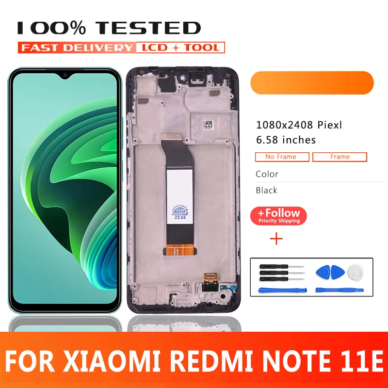 6.58 inch Premium Quality LCD For Xiaomi Redmi Note 11E LCD Display Touch Screen Digitizer Panel LCD+Frame Replacement
6.58 inch Premium Quality LCD For Xiaomi Redmi Note 11E LCD Display Touch Screen Digitizer Panel LCD+Frame Replacement