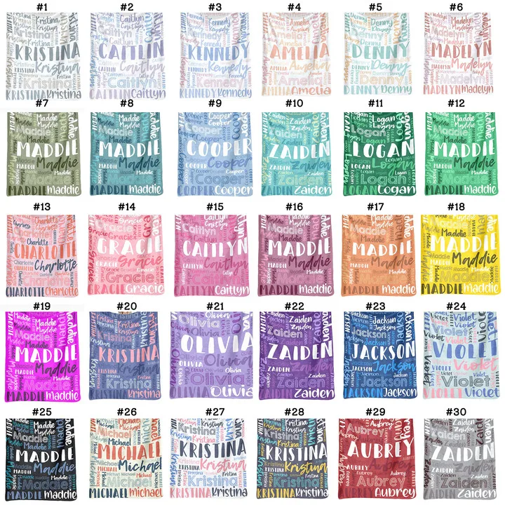 

Boutique New Style Wholesale Blanket Baby Girls And Boys Customized Name Printing Sleeping Blankets Babys Many Size Many Colors