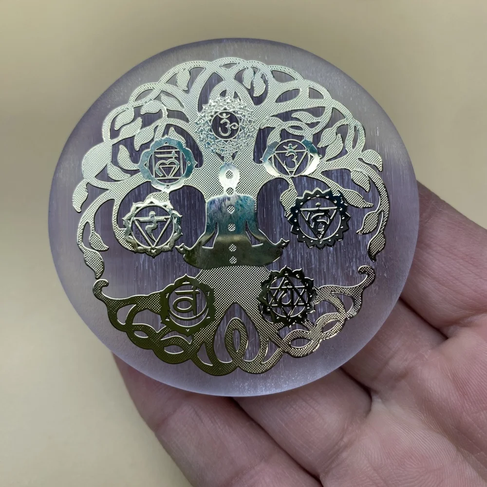 Natural Selenite Slice Slab White Gypsum 7 Chakras Flower of Life Charging Plate Yoga Meditation Fengshui Healing Crystal Gift Natural Selenite Slice Slab White Gypsum 7 Chakras Flower of Life Charging Plate Yoga Meditation Fengshui Healing Crystal Gift