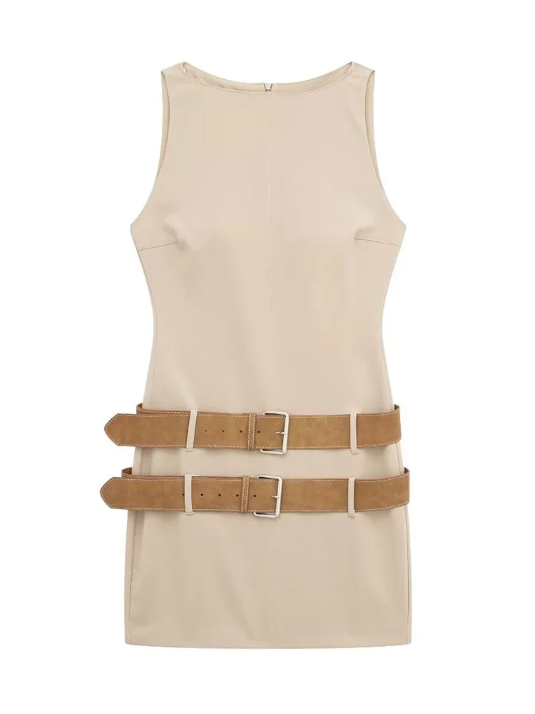 TRAF 2024 Bodycon Short Dresses For Women Belt Sleeveless Mini Dress Elegant Spring Office Female Solid Back Zipper Dresses
TRAF 2024 Bodycon Short Dresses For Women Belt Sleeveless Mini Dress Elegant Spring Office Female Solid Back Zipper Dresses
