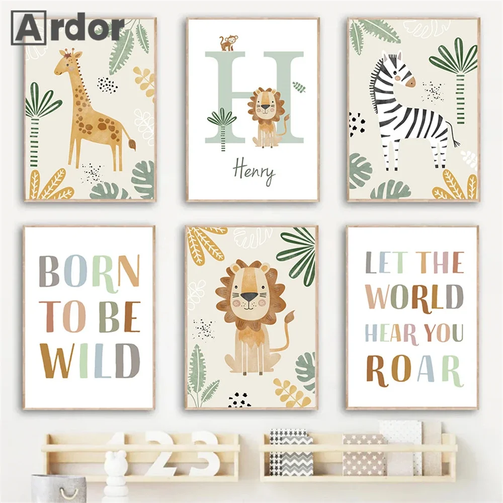 Lion Zebra Art Painting Custom Name Canvas Poster Jungle Animals Print Pictures Plant Posters Nursery Wall Art Kids Room Decor
Lion Zebra Art Painting Custom Name Canvas Poster Jungle Animals Print Pictures Plant Posters Nursery Wall Art Kids Room Decor