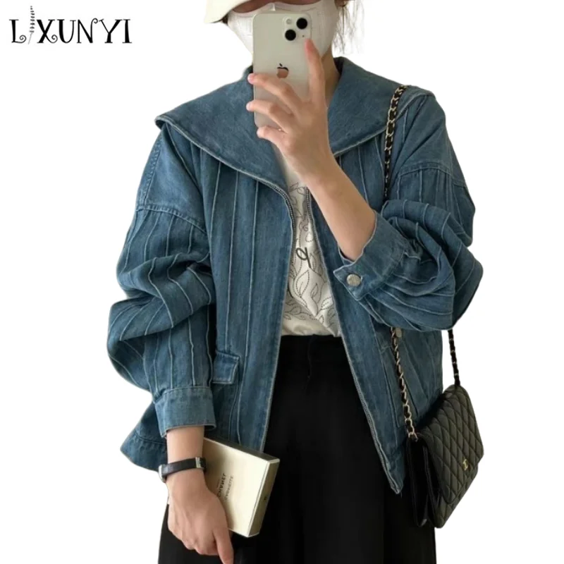 Sailor Collar Denim Jacket Women Vintage 2023 Spring Autumn Fashion Casual Cowboy Oversize Peter Pan Collar Loose Spring Coat
Sailor Collar Denim Jacket Women Vintage 2023 Spring Autumn Fashion Casual Cowboy Oversize Peter Pan Collar Loose Spring Coat