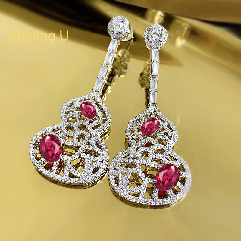Shining U S925 Silver Ruby 6*8 Oval Gourd Drop Earrings for Women Fine Jewelry Wedding
Shining U S925 Silver Ruby 6*8 Oval Gourd Drop Earrings for Women Fine Jewelry Wedding