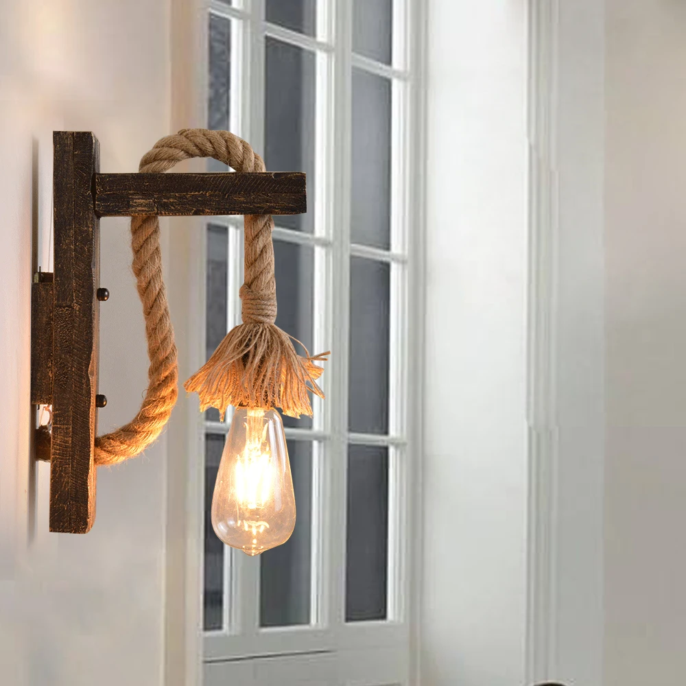

Деревянная настенная ретро-лампа, светильник в стиле индастриал, креативный прикроватный, для гостиной, простой спальни, лестницы, художественное украшение, фоновые лампы