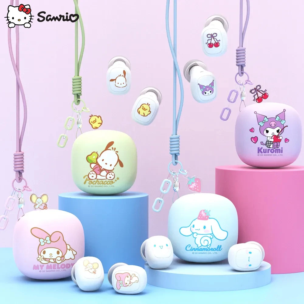 

Sanrio Kuromi Bluetooth Headphones Cute My Melody Wireless Headset Cinnamoroll Sport Noise Reduction Touch Control Game Earphone