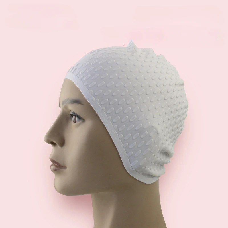 

Силиконовая Водонепроницаемая шапочка для плавания для взрослых, мужские и женские шапочки в форме капли воды, с принтом логотипа, защита для длинных волос на весну