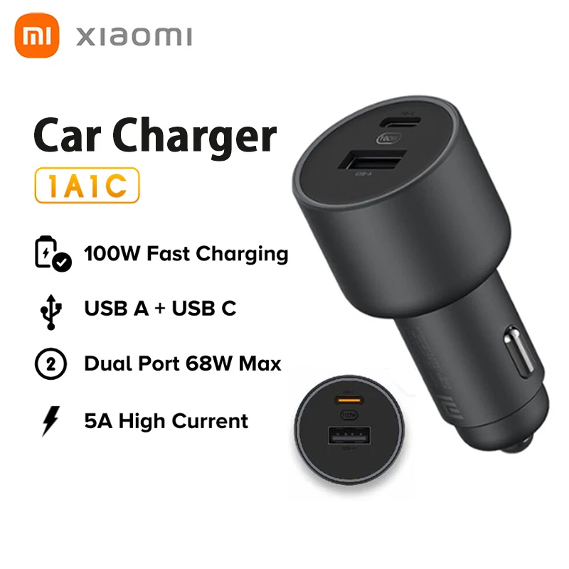 Xiaomi Mi Car Charger 1A1C 100W Fast Charging Quick Charge QC 3.0 USB-A USB-C Dual Port Output Charger Adapter For Smart Phone
Xiaomi Mi Car Charger 1A1C 100W Fast Charging Quick Charge QC 3.0 USB-A USB-C Dual Port Output Charger Adapter For Smart Phone