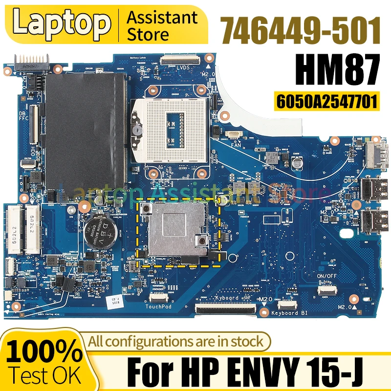 For HP ENVY 15-J Laptop Mainboard 6050A2547701 746449-501 SR17D HM87 AMD CPU 100%Test Notebook Motherboard 
For HP ENVY 15-J Laptop Mainboard 6050A2547701 746449-501 SR17D HM87 AMD CPU 100%Test Notebook Motherboard