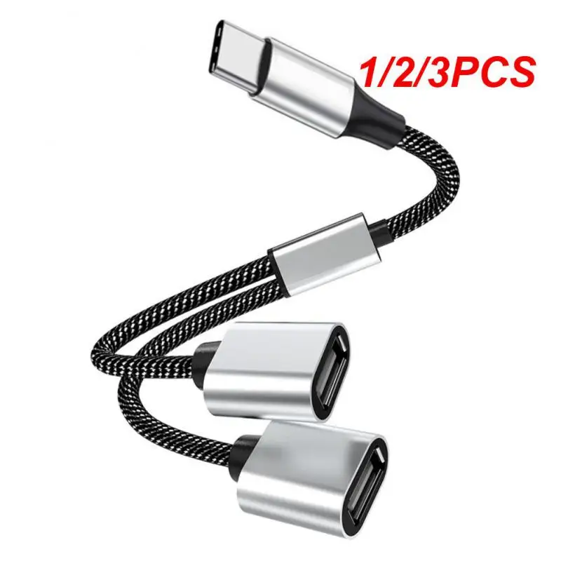 

1/2/3PCS Type C to Dual USB OTG Adapter USB 2.0 Type-C Expansion HUB Data Charging Braid Cabo for Galaxy S22 MacBook