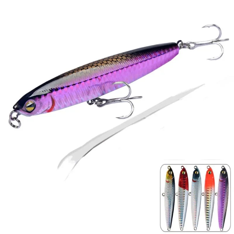 Pencil-like artificial bait for fishing, hard and long casting, with strong hooks for sea bass and Pike, 1 part
Pencil-like artificial bait for fishing, hard and long casting, with strong hooks for sea bass and Pike, 1 part