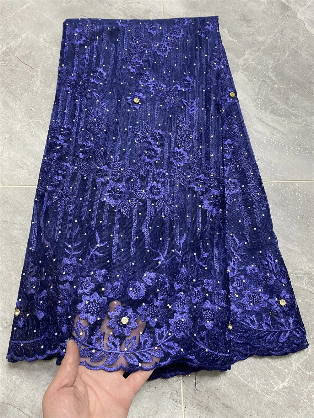 French Lace Rihnestones Embroidery Fabric for Women Dress, African Tulle Net, Blue, 5 Yards
French Lace Rihnestones Embroidery Fabric for Women Dress, African Tulle Net, Blue, 5 Yards